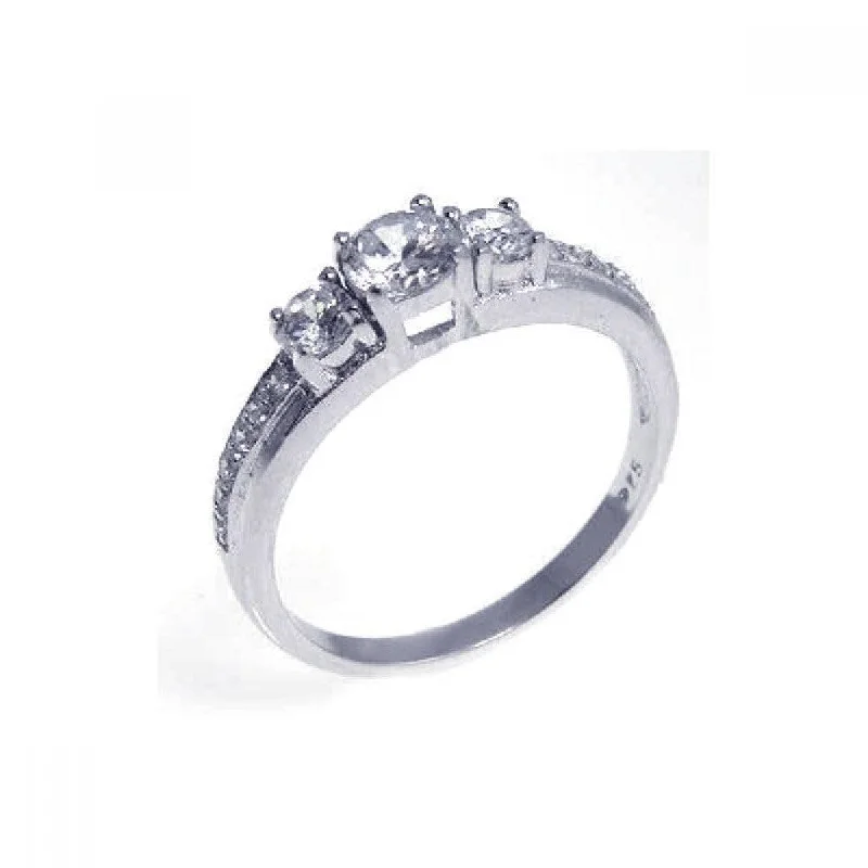 Customizable Wedding Rings-Silver 925 Rhodium Plated CZ Past Present Future Ring - STR00550