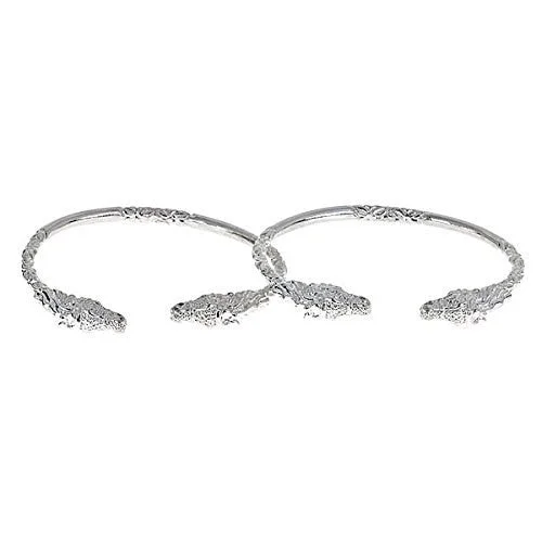 Custom Wedding Bangle Sets-Better Jewelry Horse Ends West Indian Bangles .925 Sterling Silver, 1 pair