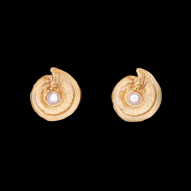 Eye-Catching Earrings-Fine Nautilus Shell Earrings - Post