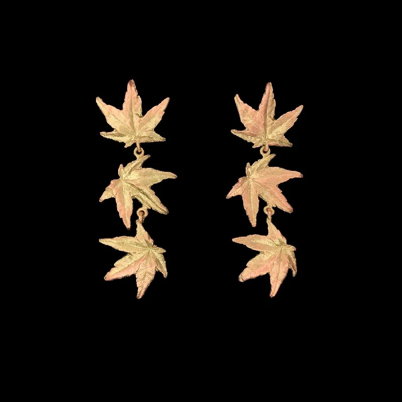 Long Drop Earrings-Japanese Maple Earrings - Long Leaf Drop