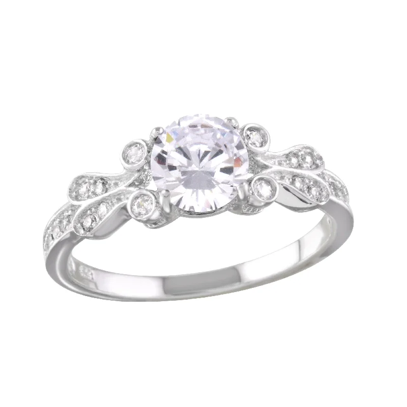 Beautiful Diamond Rings-Rhodium Plated 925 Sterling Silver Clear CZ Ring - BGR01165CLR