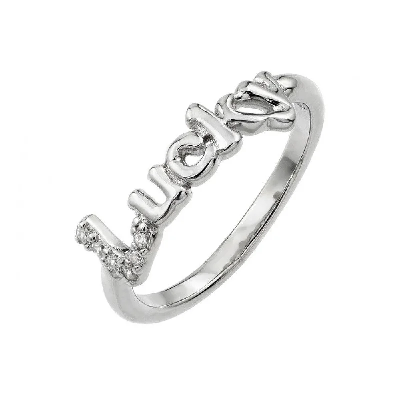 Elegant Silver Rings-Silver 925 Rhodium Plated Lucky Ring - BGR00929