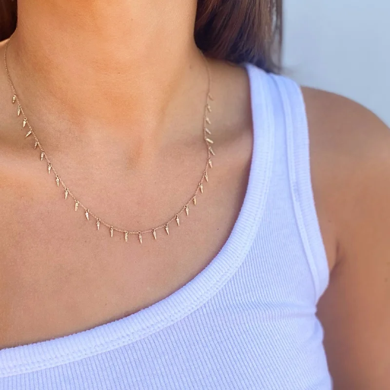 Statement Silver Necklaces-ALESSANDRA GOLD + DIAMOND DROP NECKLACE