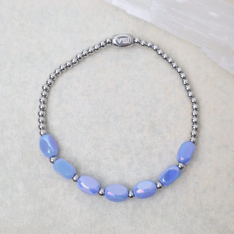 Unique Bracelets for Men-Meet Me Half Way Pop Of Color Bracelet in Periwinkle Water & Stainless Steel