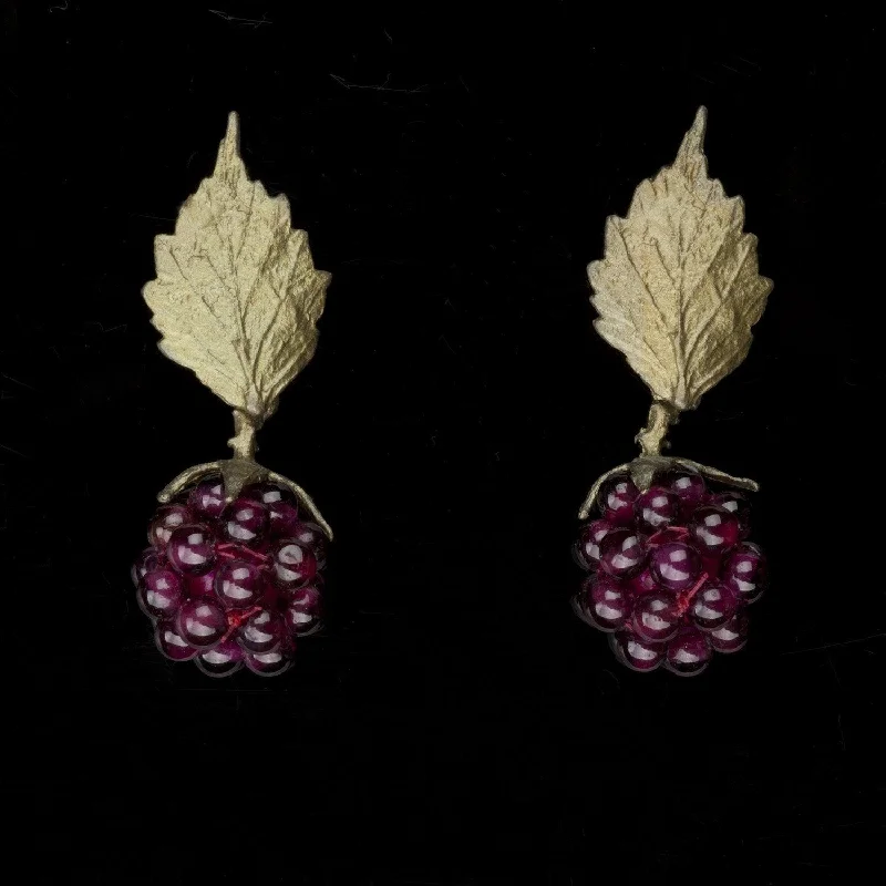 Elegant Dangle Earrings-Raspberry Earrings - Post Leaf