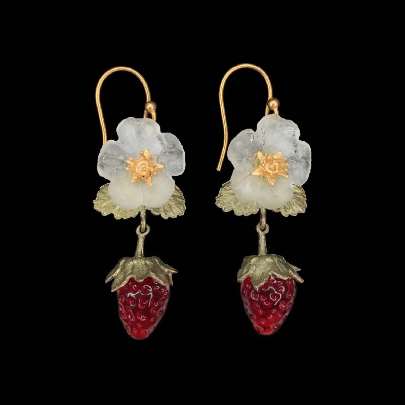 Everyday Earrings-Strawberry Earrings - Flower Wire Drop