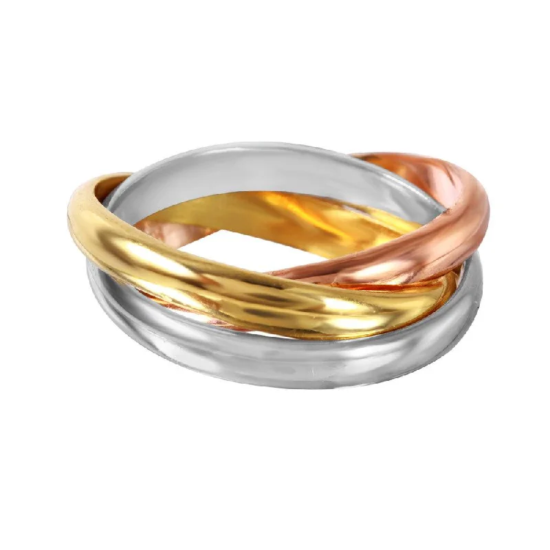 Designer Bridal Rings-Silver 925 Rhodium, Gold, and Rose Gold Plated Movable Ring - STR00281