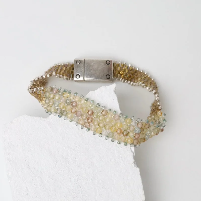 Customizable Leather Wedding Bracelets-Soft Bracelet of Pastel Zircon