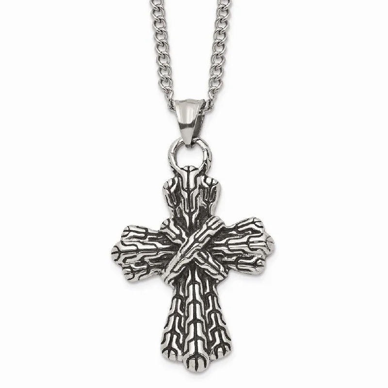 Modern Gemstone Necklaces-Stainless Steel Antique Cross Necklace