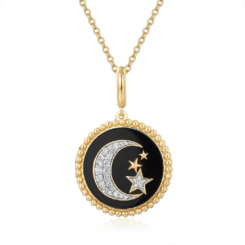 Layered Necklaces for Women-POLLY MOON + STAR DISC NECKLACE