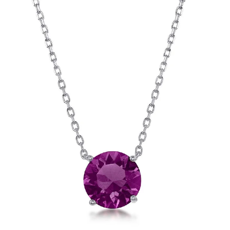 Personalized Necklace for Brides-Sterling Silver Amethyst "February" Swarovski Element Necklace