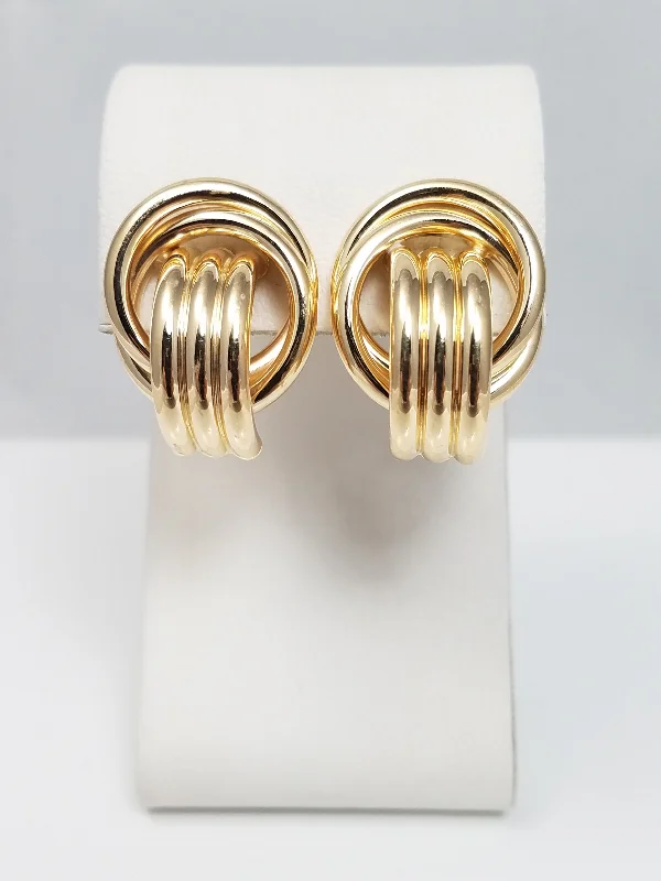 High-End Gold Earrings-Casual 14k Hollow Yellow Gold Door Knocker Earrings