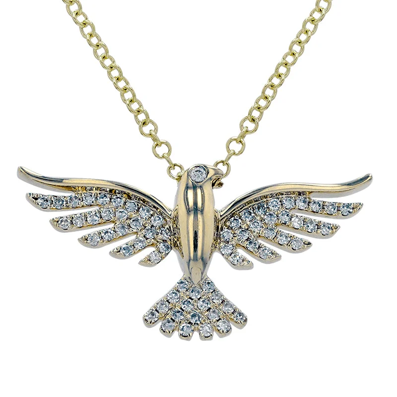 Beautiful Gold Choker Necklaces-MALIBU DOVE DIAMOND PENDANT NECKLACE