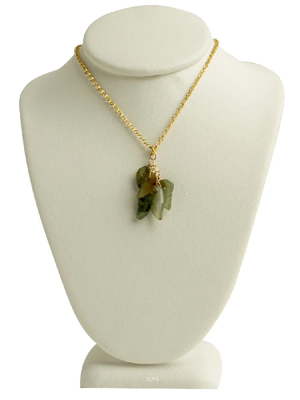 Luxury Gold Necklaces-Jade Leaves Charm Necklace