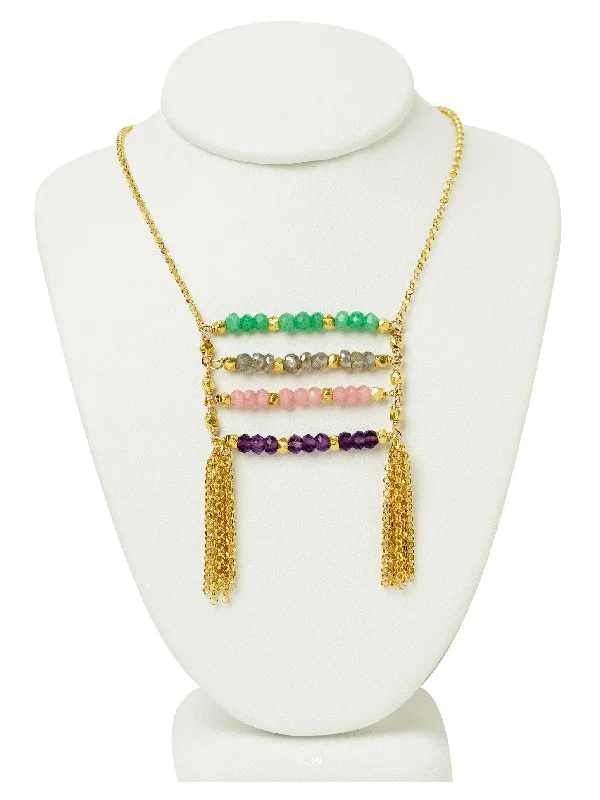 Modern Gemstone Necklaces-Gemstone Ladder Necklace