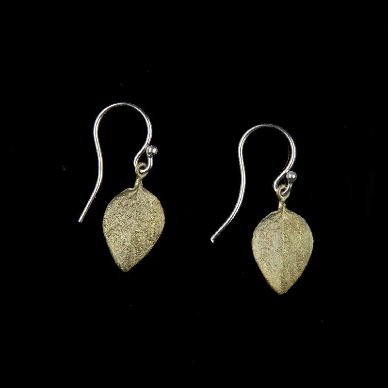 Elegant Silver Earrings-Sweet Basil Earrings - Small Leaf