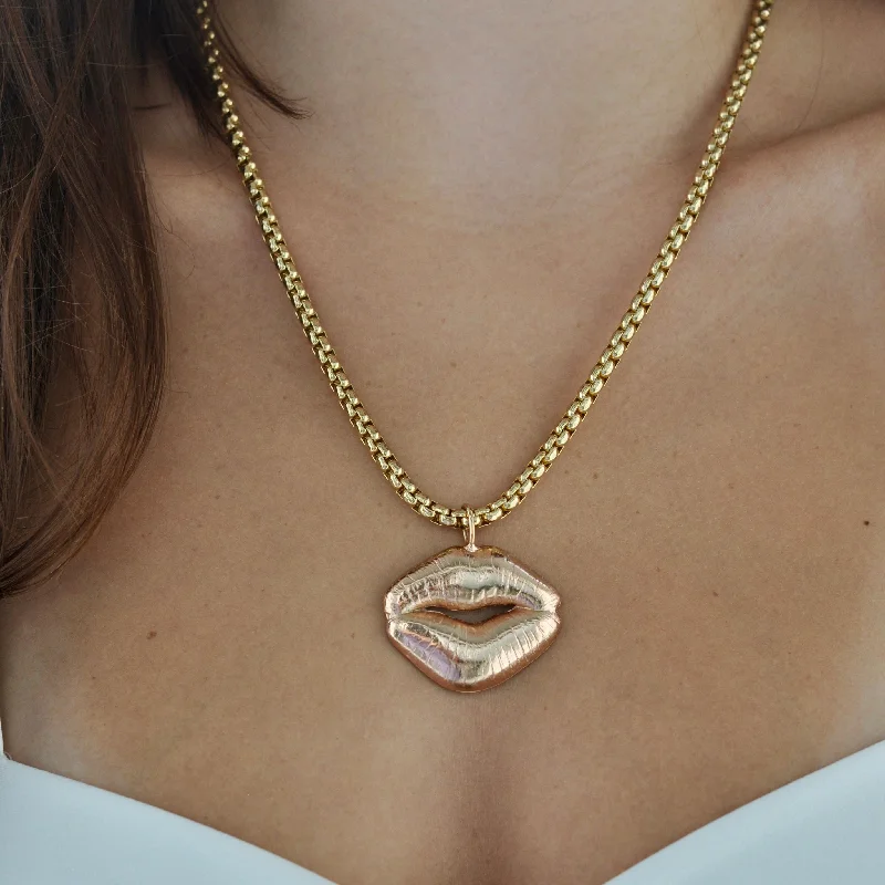 Sterling Silver Necklaces-KACEY LIP NECKLACE