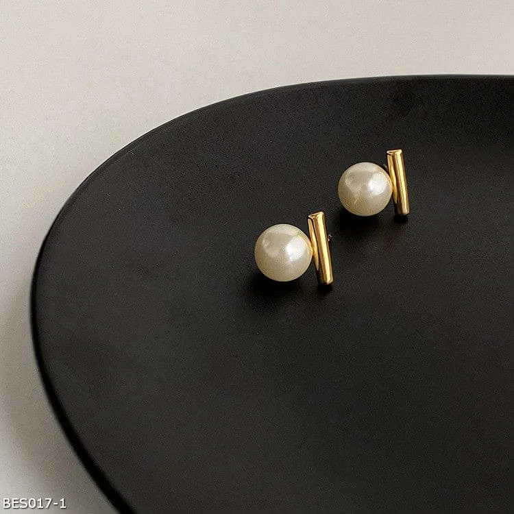 Personalized Stud Earrings-Minimalist geometric niche design pearl earrings