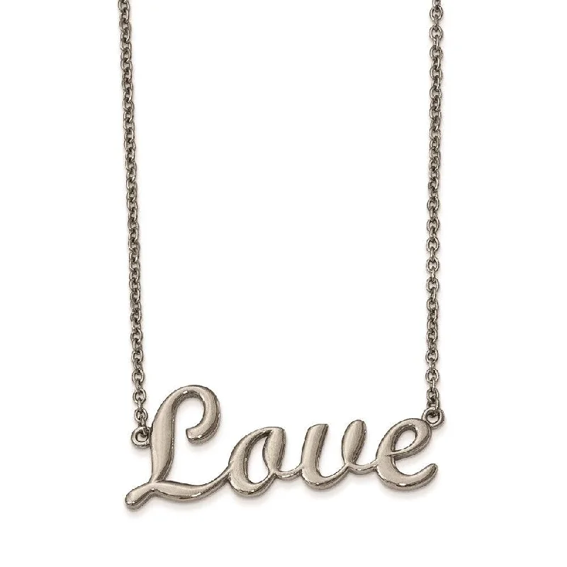 Wedding Pendant Necklaces-Stainless Steel Polished Love 16in Necklace