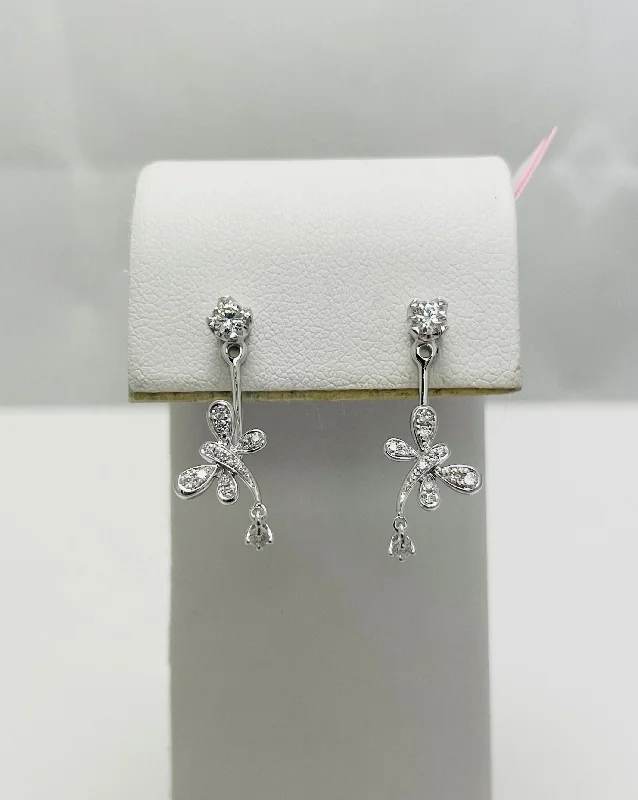 Customizable Earrings-New! 18k White Gold Peek A Boo Diamond Dragonfly Earrings