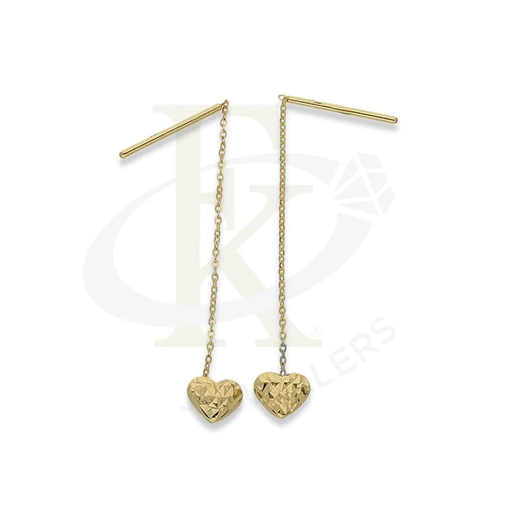 Classic Drop Earrings-Gold Heart Shaped Tic-Tac Earrings 18KT - FKJERN18K2219