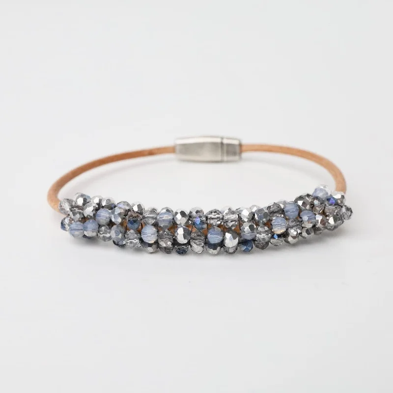 Luxury Tennis Bracelets for Brides-Blue & Silver Crystals Bracelet