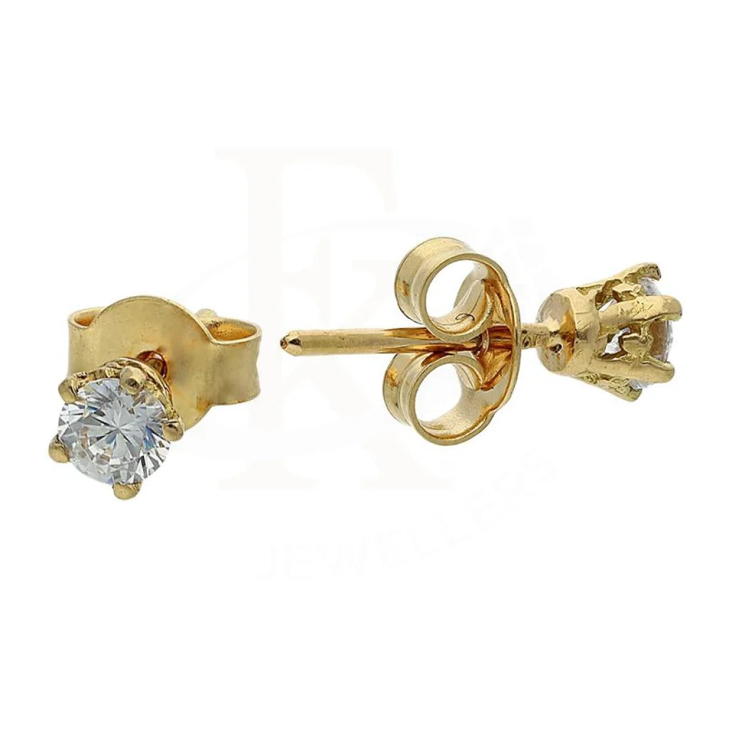 Classic Stud Earrings-Gold Solitaire Stud Earrings 18KT - FKJERN1408