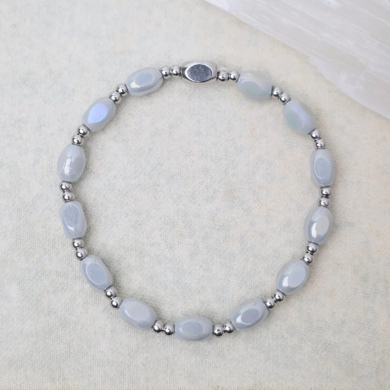 Custom Diamond Bracelets-All in Pop Of Color Bracelet in Glacier Grey & Stainless Steel