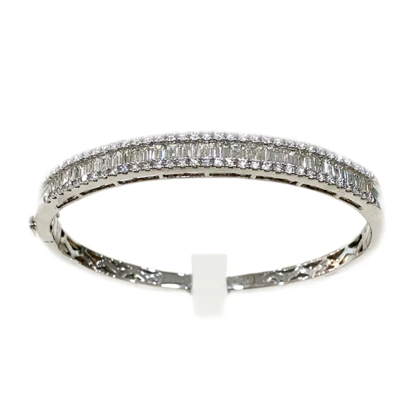 Personalized Gold Bangle Sets-14k White Gold Diamond Bangle