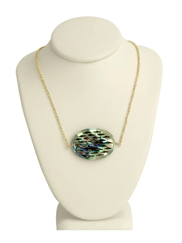 Elegant Gold Necklaces-Abalone Filigree Pendant Necklace