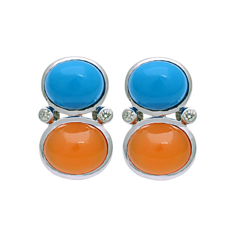 Trendy Earrings for Women-Earrings-Turquoise, Cornelian and Diamond