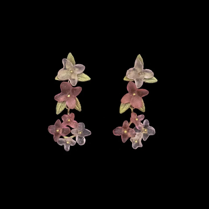 Gold Crystal Earrings-Pink Hydrangea Earrings - Statement