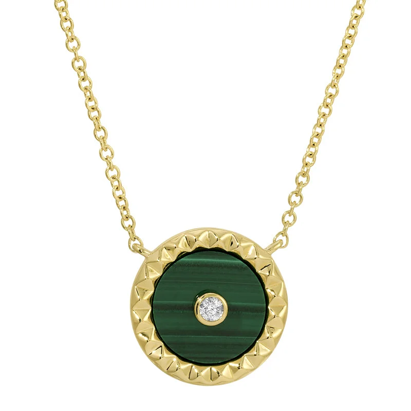 Fashionable Name Necklaces-BEA MALACHITE DISC NECKLACE