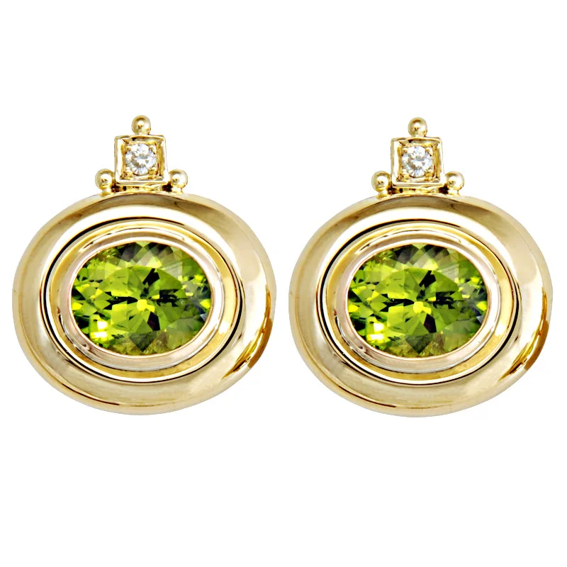 Chic Pearl Earrings-Earrings-Peridot and Diamond