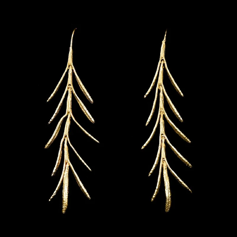 Trendy Silver Earrings-Fine Rosemary Earrings - Long Drop Wire