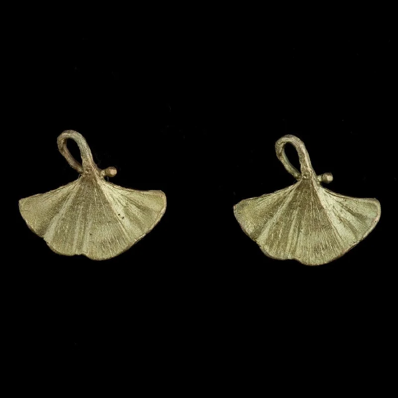 Vintage Silver Earrings-Ginkgo Earrings - Posts