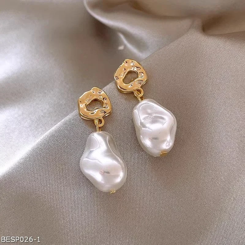 Boho Earrings for Weddings-French Baroque faux pearl  earrings