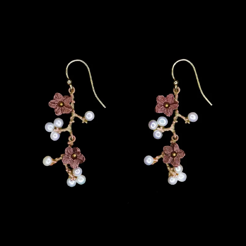 Fashionable Hoop Earrings-Ume Earrings - Dangle Wire with Flowers