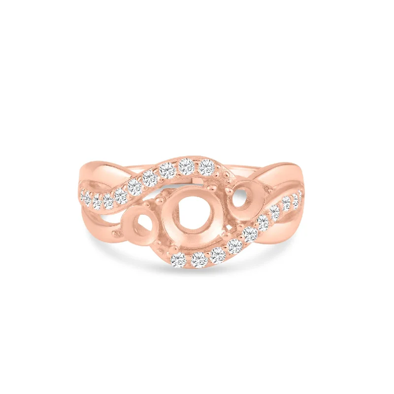 Modern Wedding Ring Sets-Rose Gold Plated 925 Sterling Silver 3 Mounting Stones Taper Shank Ring - BGR00813RGP