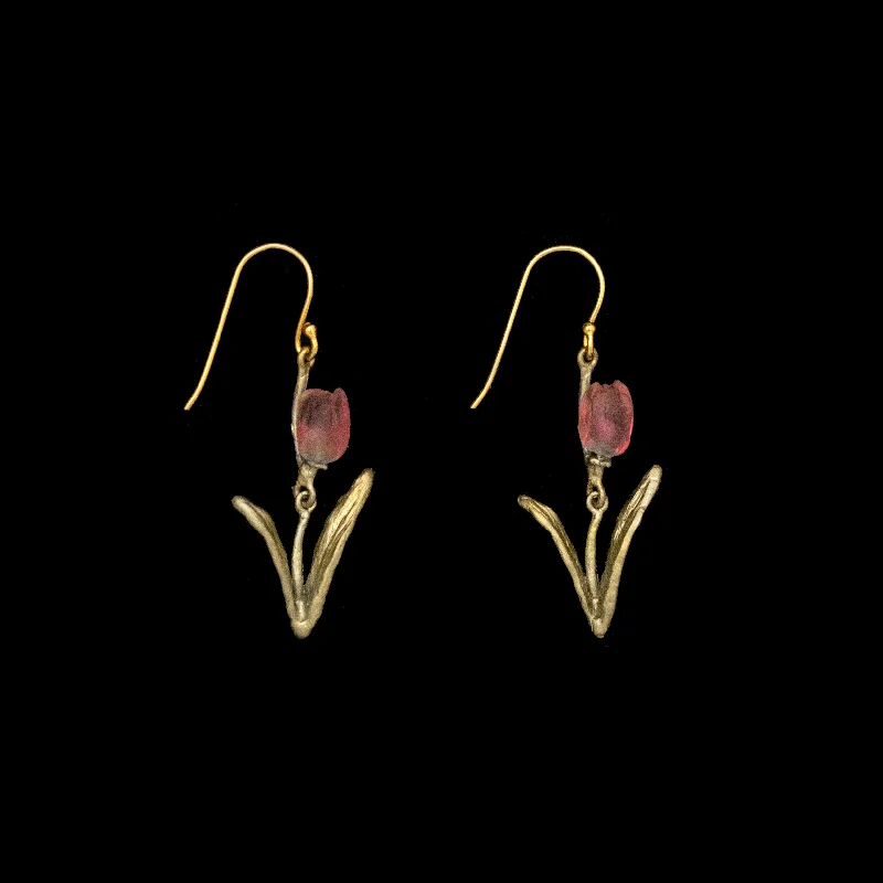 Delicate Hoop Earrings-Tulip Earrings - Wire (Pink)