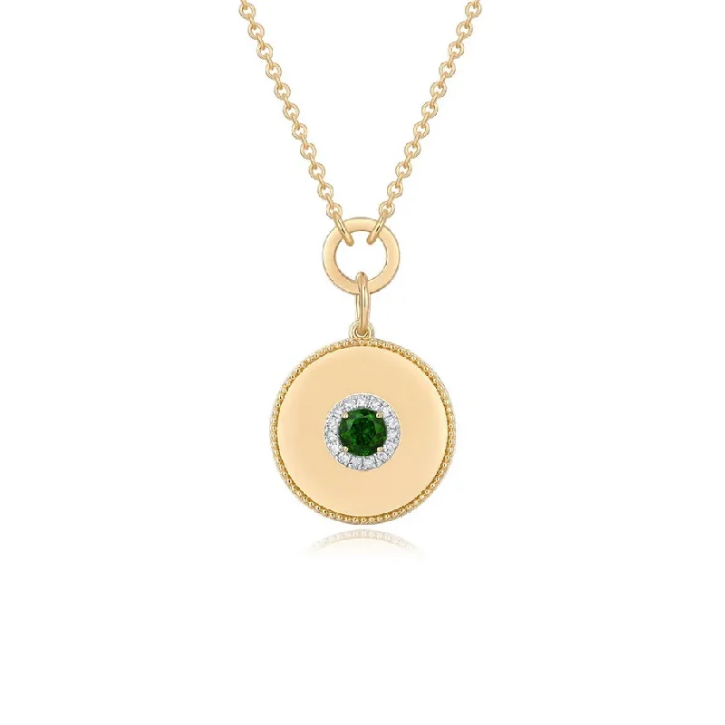 Designer Pendant Necklaces-BROOKLYN PERIDOT STONE DISC NECKLACE