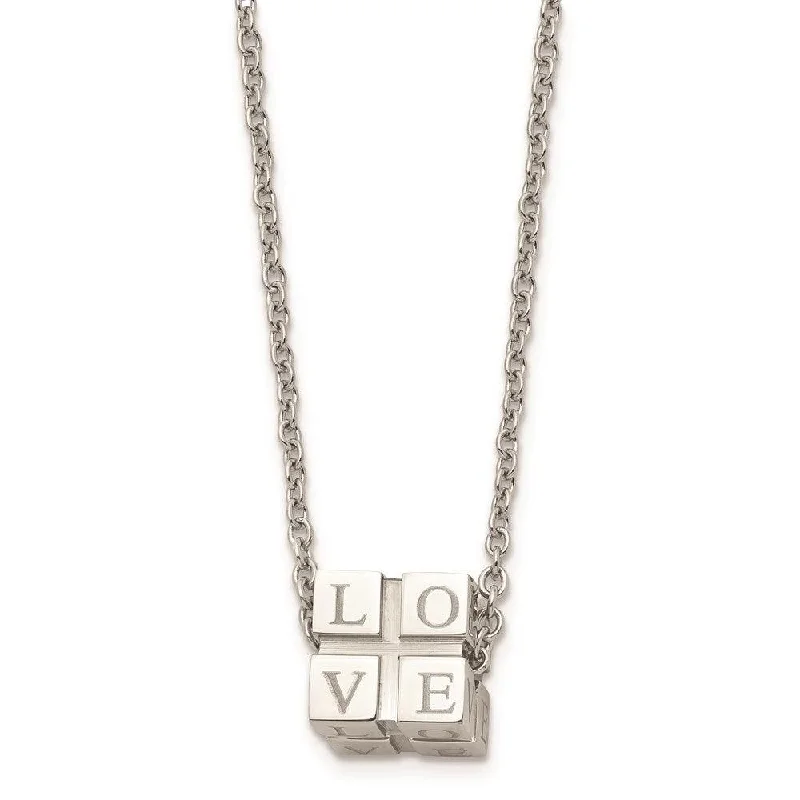 Elegant Gold Necklaces-Stainless Steel Polished Love Box Necklace