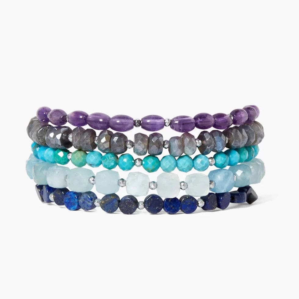 Sterling Silver Bracelets-Keyes Naked Wrap Bracelet Purple Mix