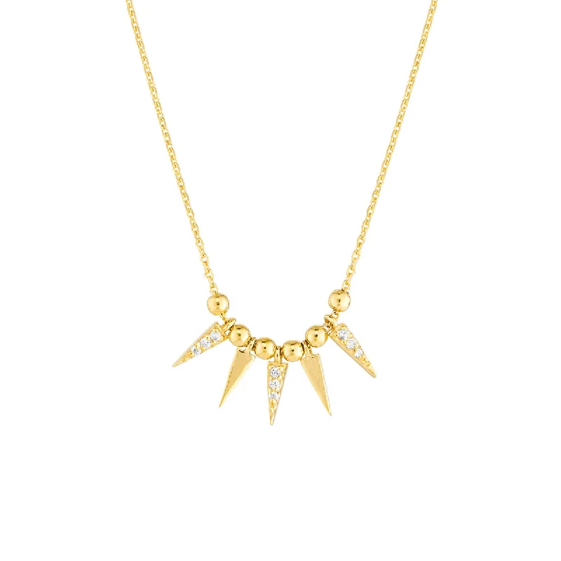 Stylish Gold Chokers-MEME MINI SPIKE NECKLACE