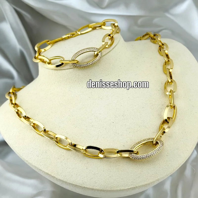 Beautiful Gold Choker Necklaces-14K FASHION GOLD NECKLACE SET N73