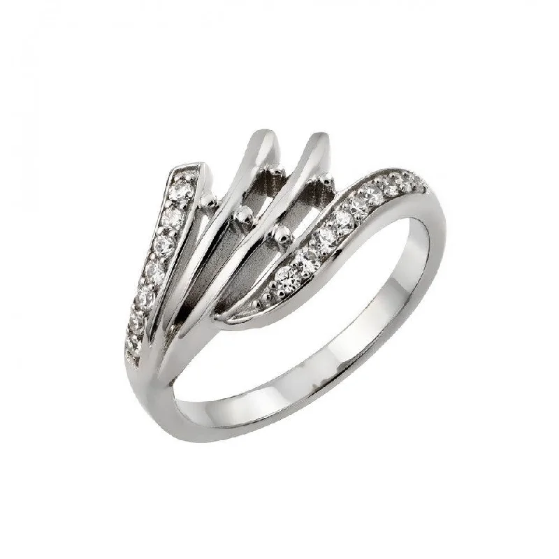 Beautiful Custom Rings-Silver 925 Rhodium Plated Clear CZ Inlay Ring - STR00961