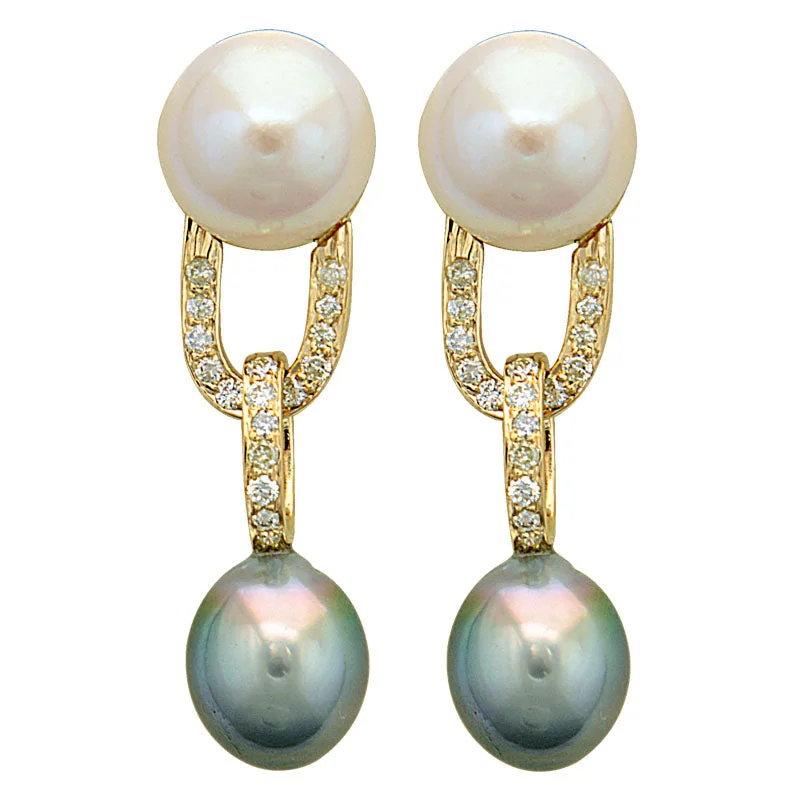 Stylish Drop Earrings-Earrings-Pearl and Diamond