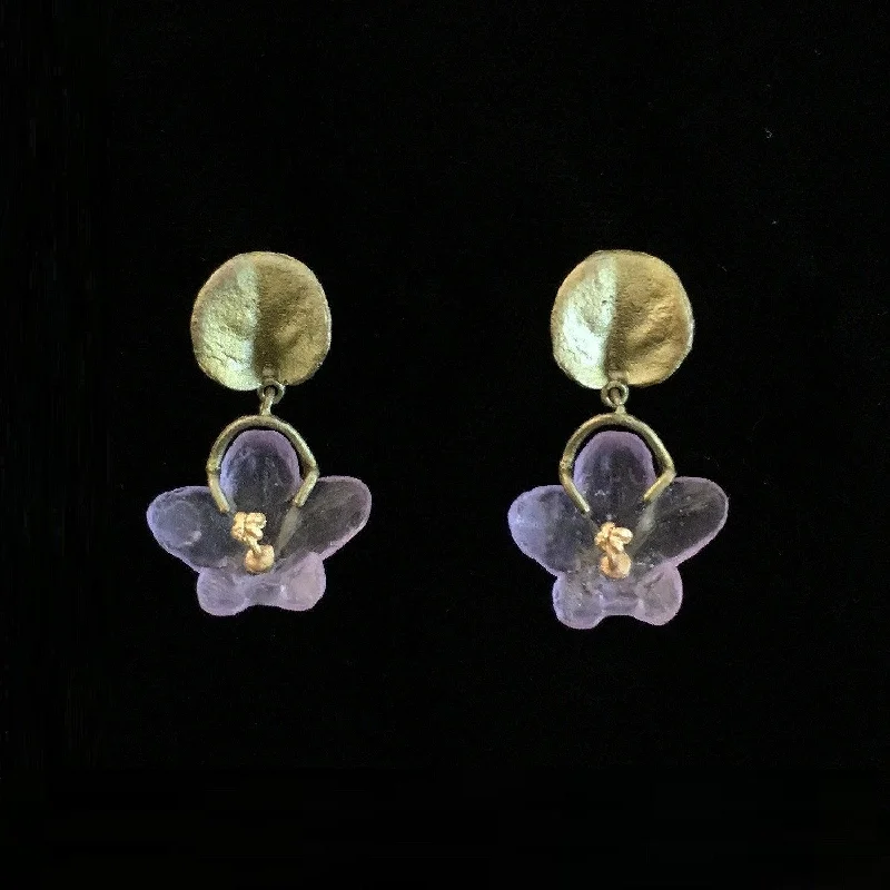 Personalized Drop Earrings-African Violet Earring - Dangle Post