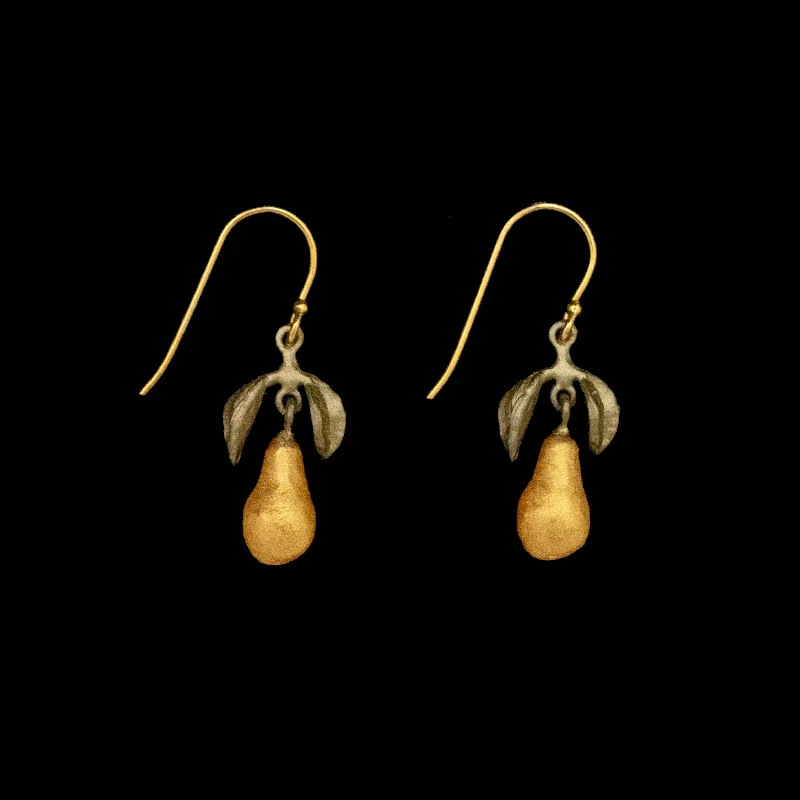 Long Drop Earrings-Golden Pear Earrings - Wire