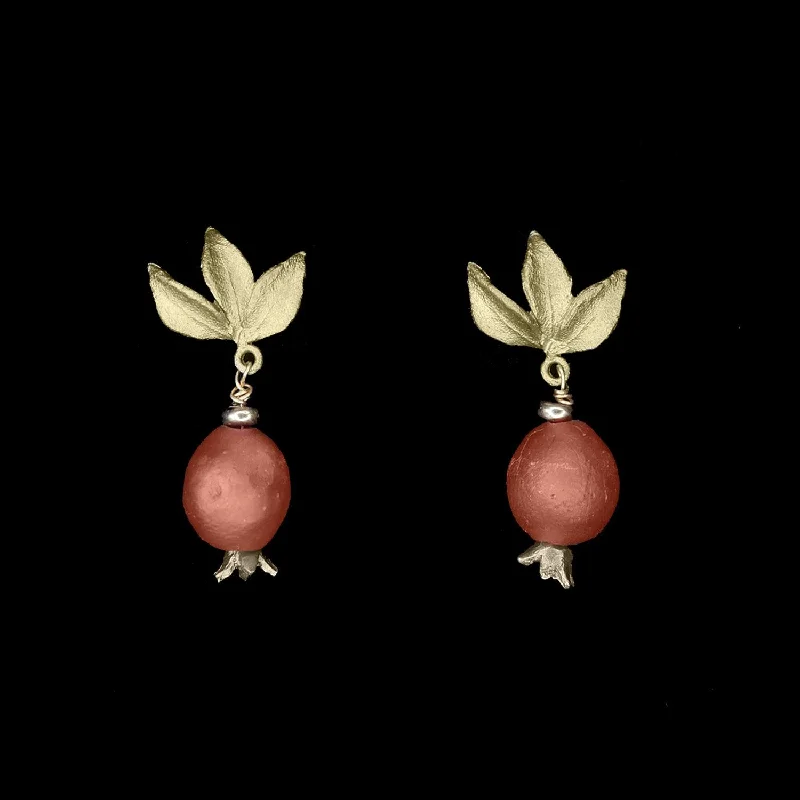 Trendy Pearl Earrings-Pomegranate Earrings - Post